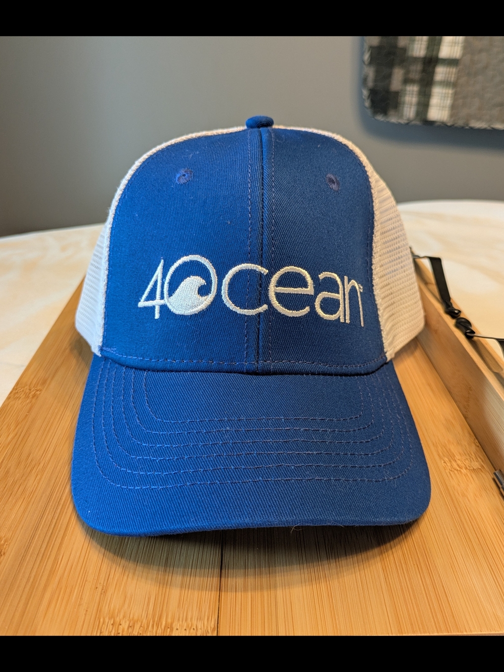 NWOT 4ocean Blue and White Trucker Hat